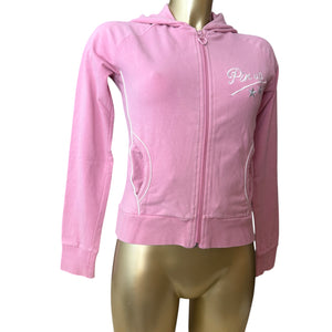 Baby pink zip up hoodie  (M)