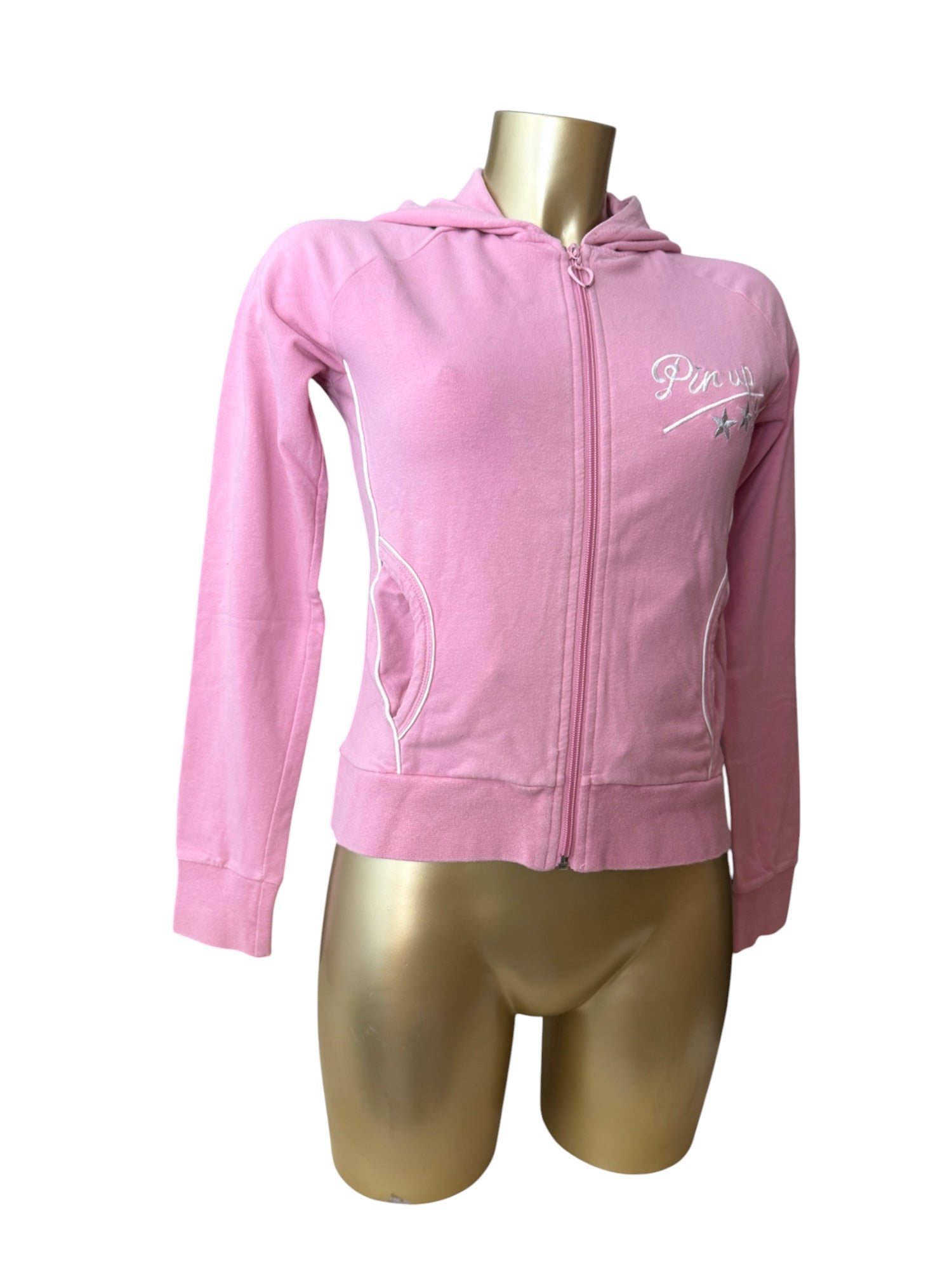 Baby pink zip up hoodie  (M)