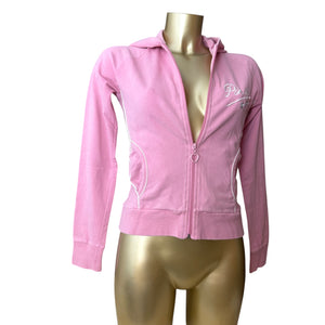Baby pink zip up hoodie  (M)