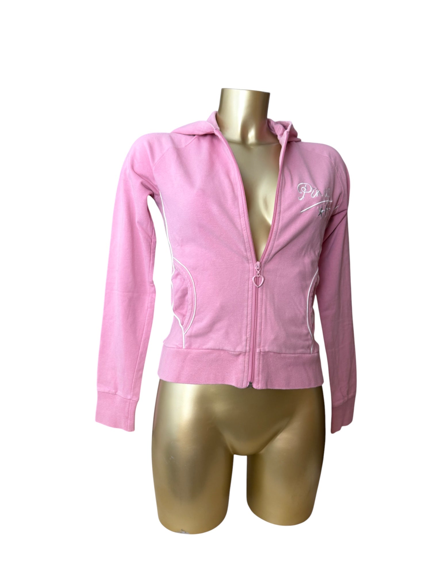 Baby pink zip up hoodie  (M)