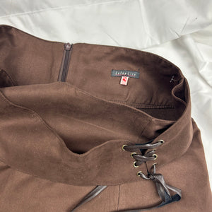 Brown suede low rise maxi skirt (S)