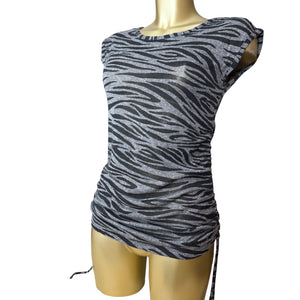 Grey tiger print ruched tee (XS/S)