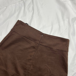 Brown suede low rise maxi skirt (S)