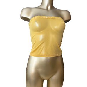 Yellow mesh tube top (XS)