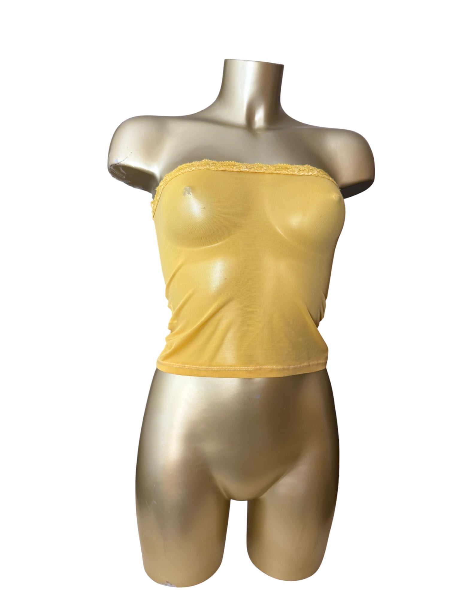 Yellow mesh tube top (XS)