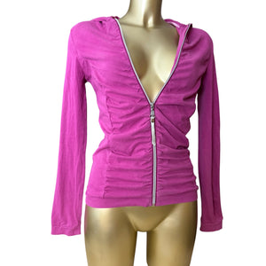 Pink ruched zip up hoodie (M)