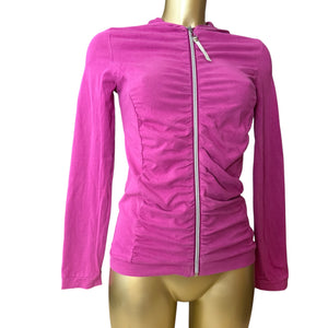 Pink ruched zip up hoodie (M)