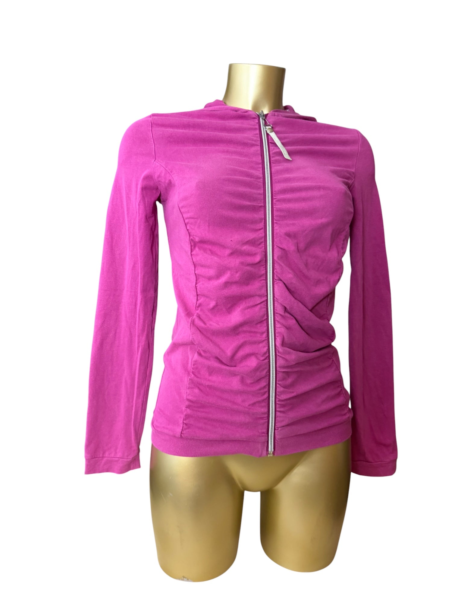 Pink ruched zip up hoodie (M)