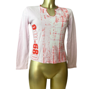 Pink graphic long sleeves top (M)