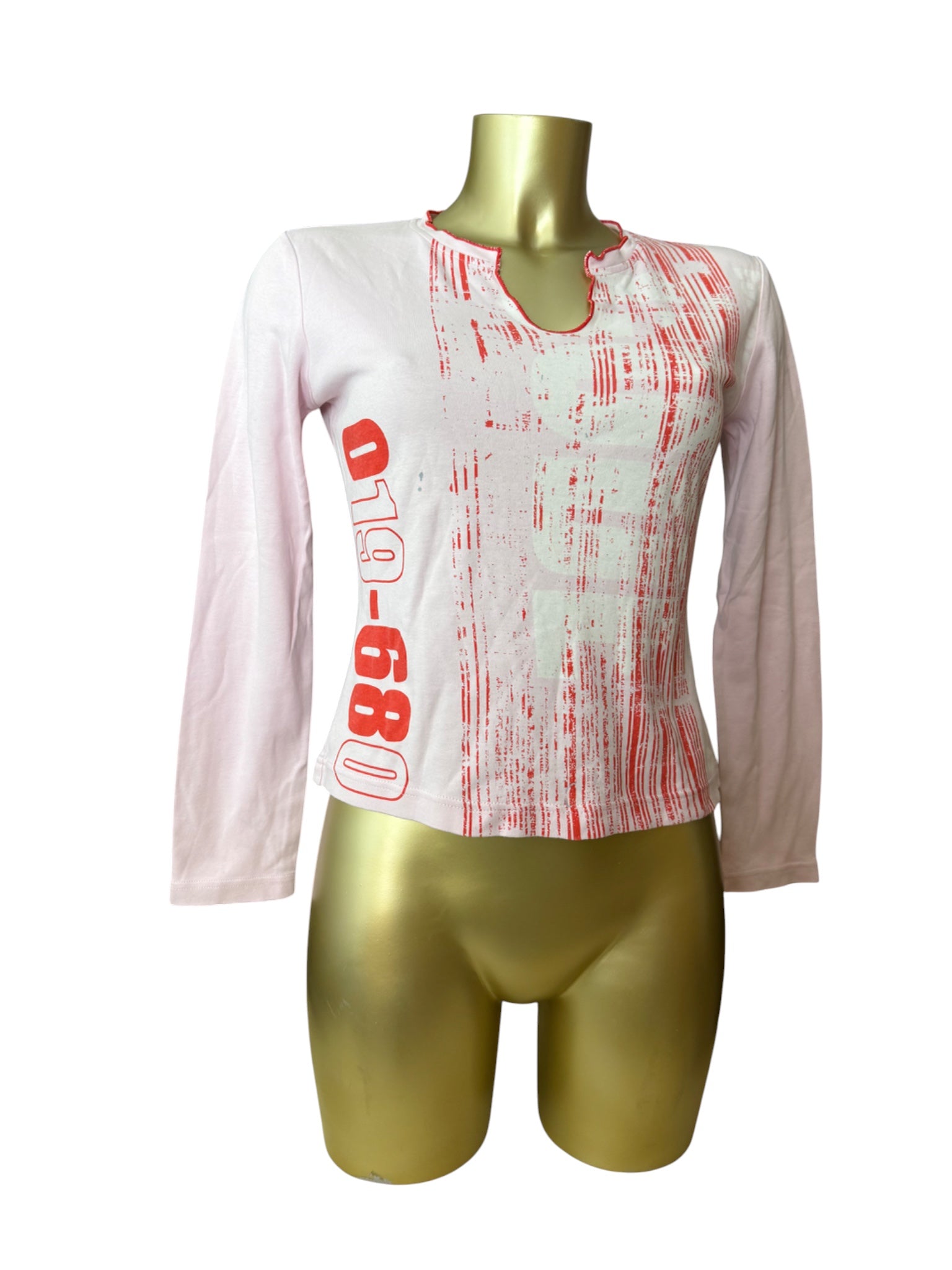 Pink graphic long sleeves top (M)