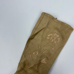 Beige floral embroidered knee high boots (39)