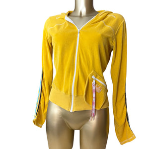 Yellow velvet towel zip up hoodie (M/L)