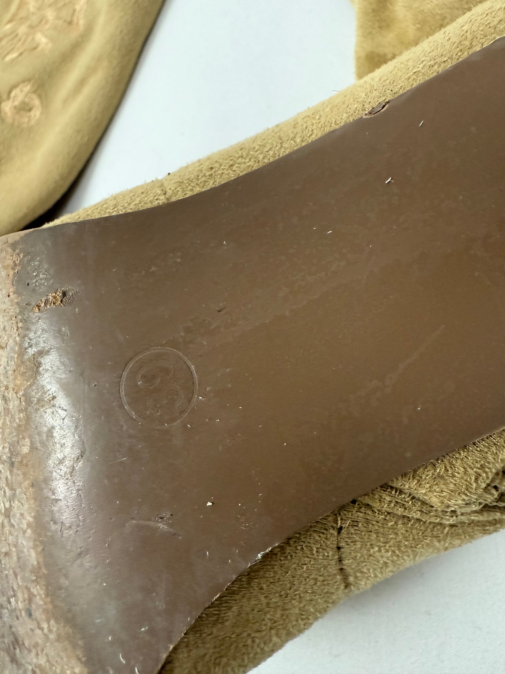 Beige floral embroidered knee high boots (39)