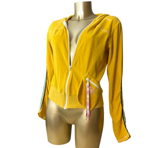 Yellow velvet towel zip up hoodie (M/L)