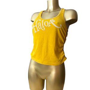 Yellow velvet towel ruched tank top (M/L)