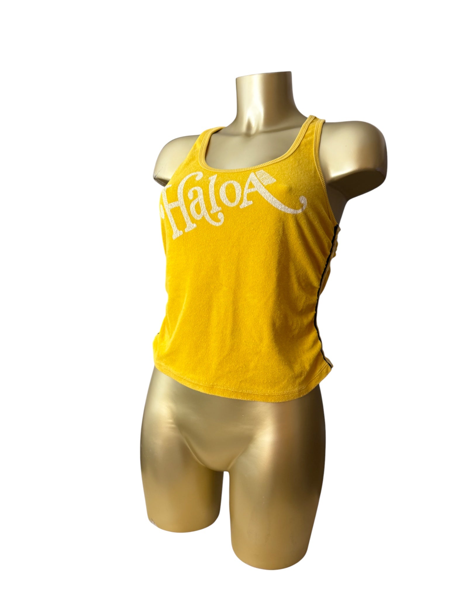 Yellow velvet towel ruched tank top (M/L)