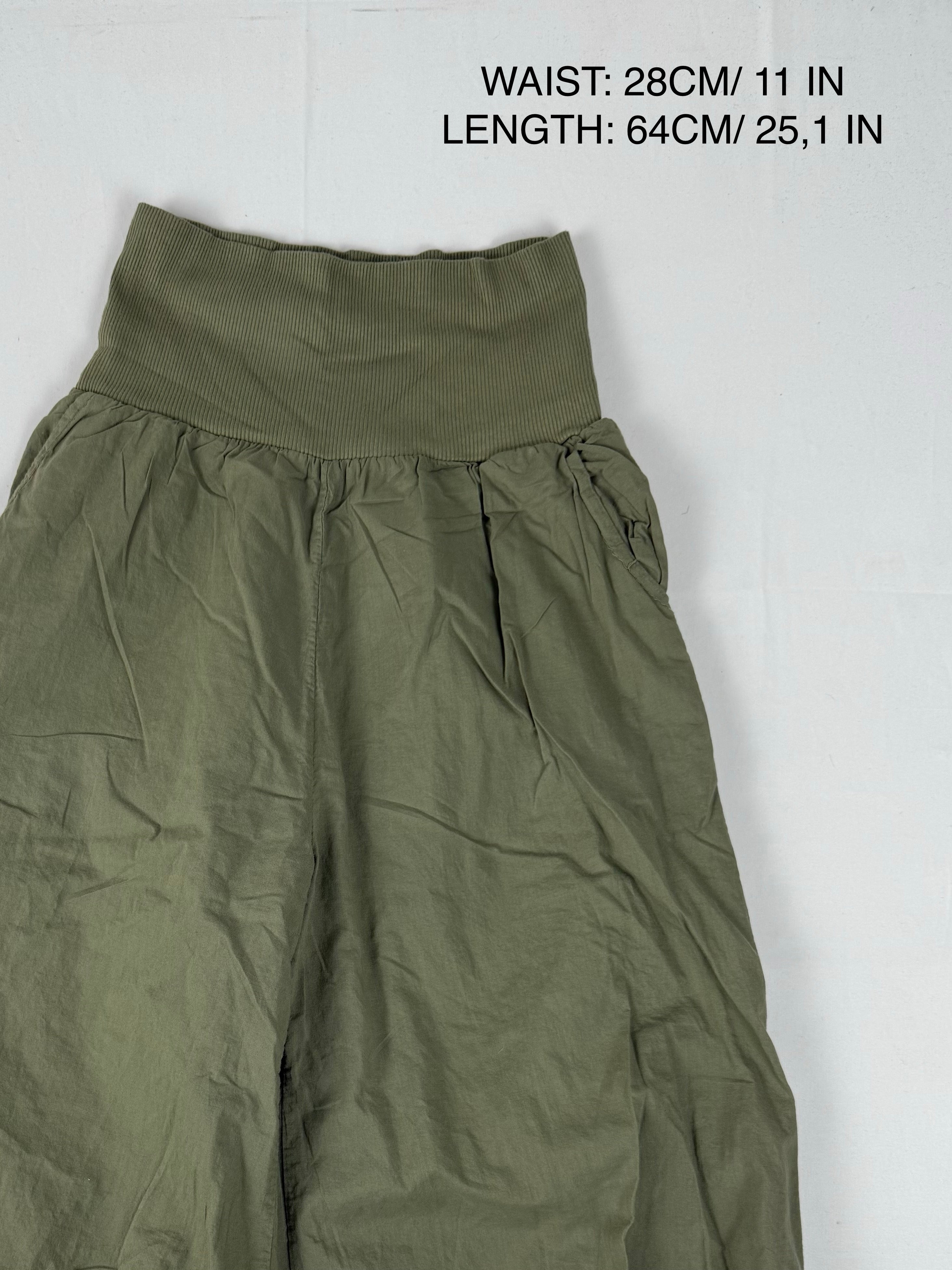 Khaki cotton low waist sirwal capri pants (S)