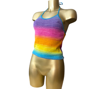 Multicolor knitted backless tie up top (S)