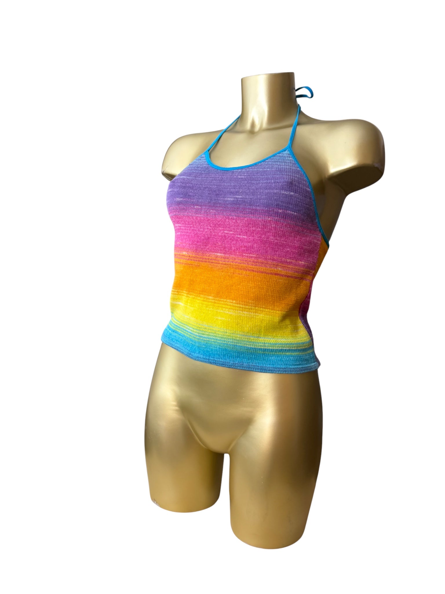Multicolor knitted backless tie up top (S)