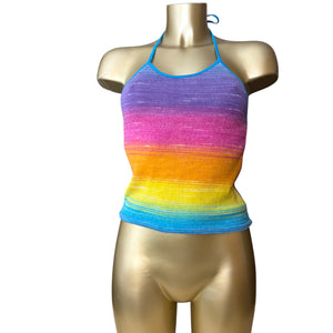 Multicolor knitted backless tie up top (S)