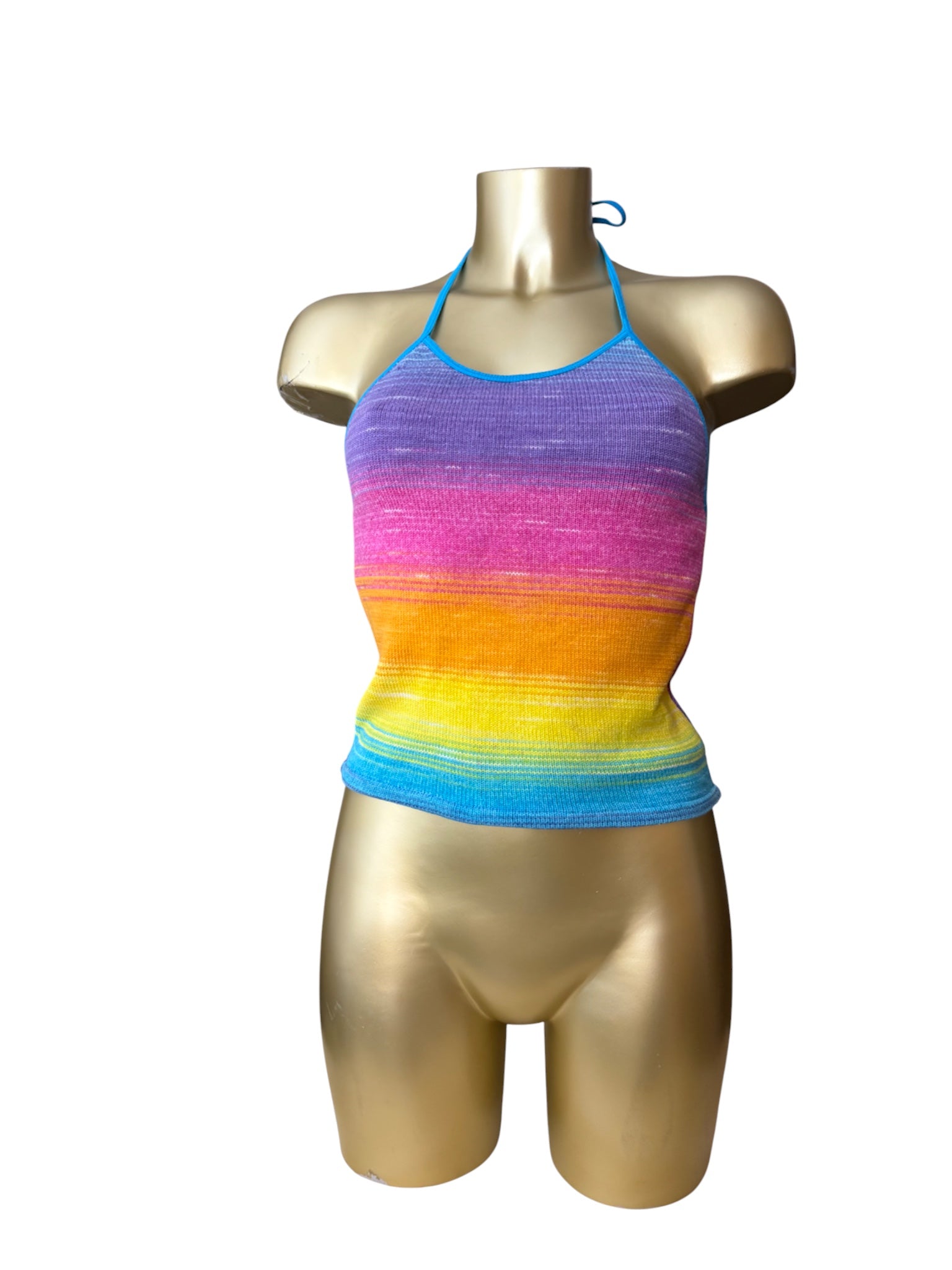 Multicolor knitted backless tie up top (S)