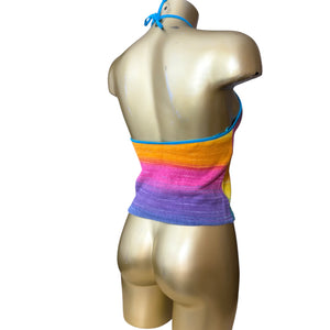 Multicolor knitted backless tie up top (S)