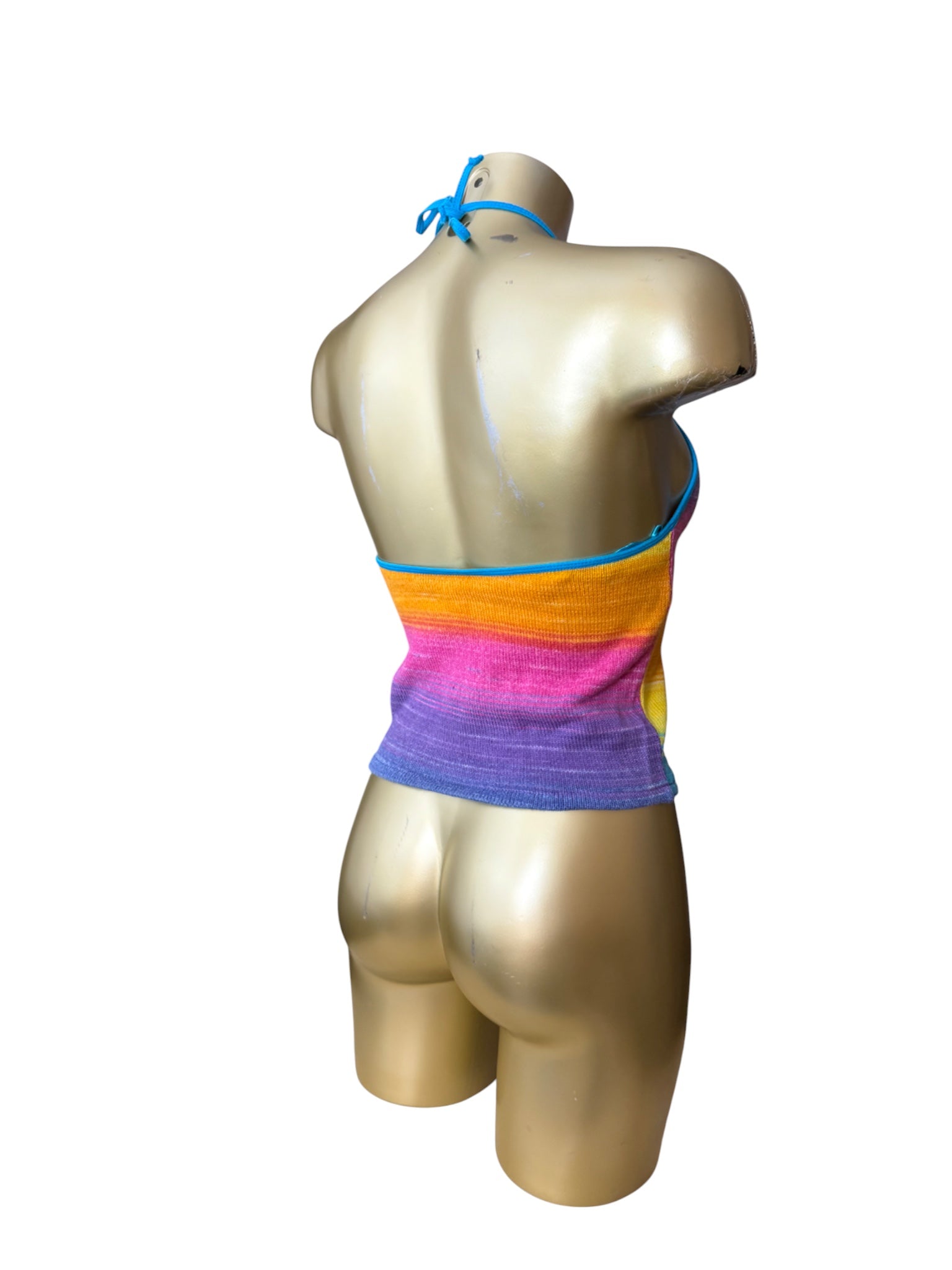 Multicolor knitted backless tie up top (S)