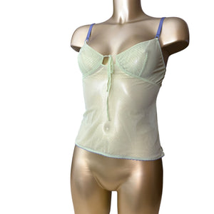 Green mesh babydoll cami top (S/M)