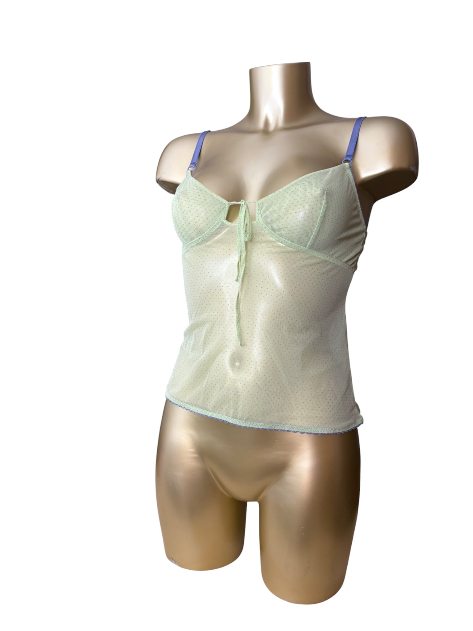 Green mesh babydoll cami top (S/M)
