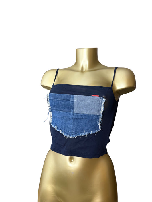 Navy mesh cami top (XS/S)