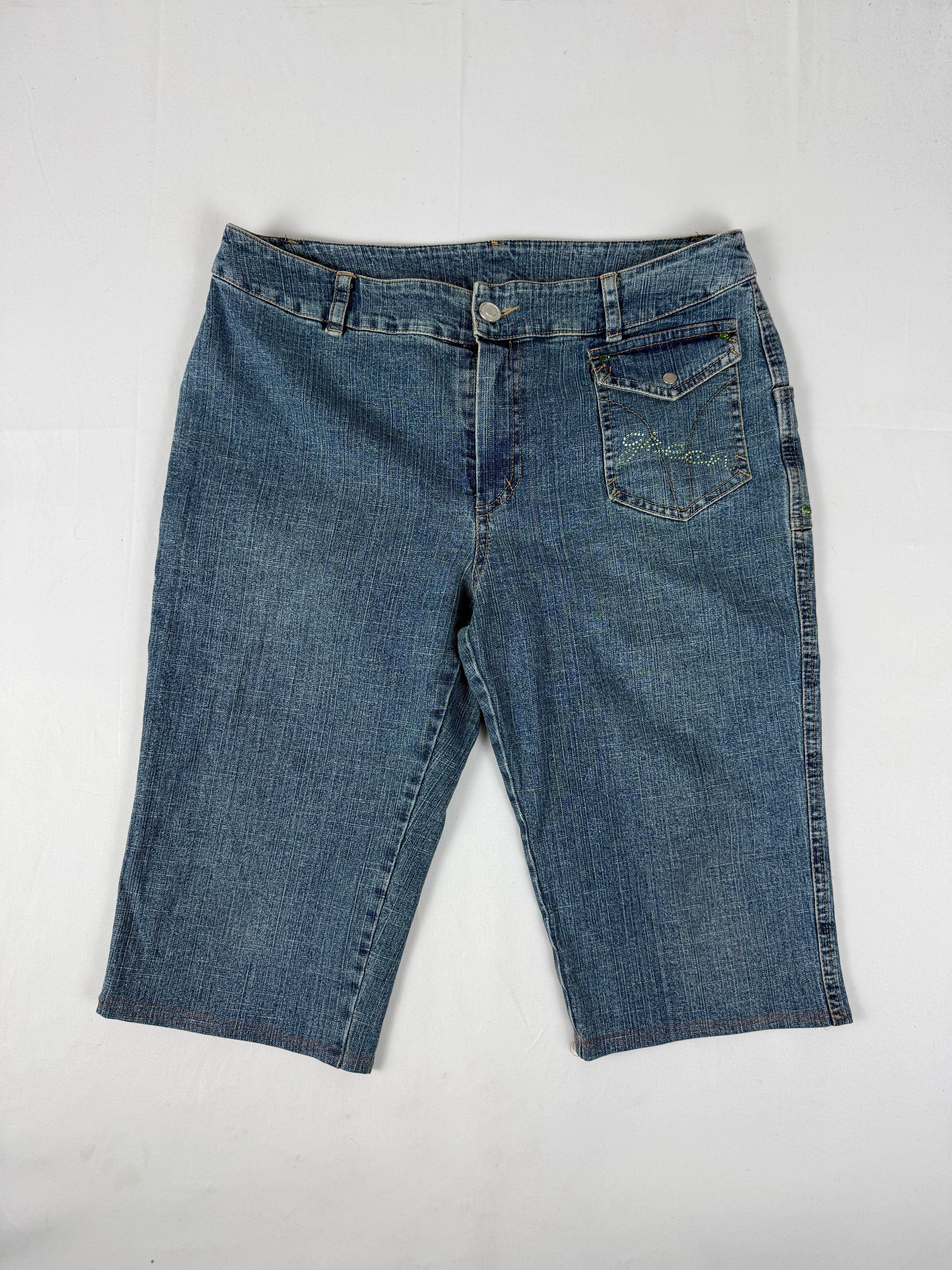 Blue denim low waist capri pants (L)
