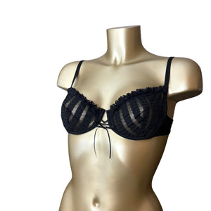 Black mesh striped bra (B cup)