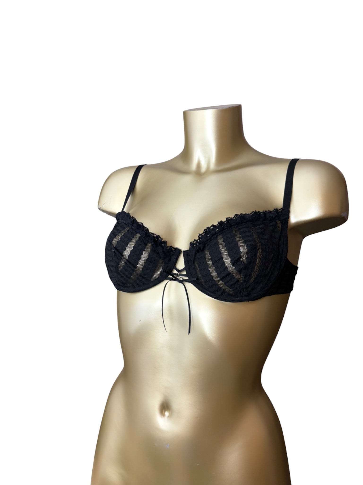 Black mesh striped bra (B cup)