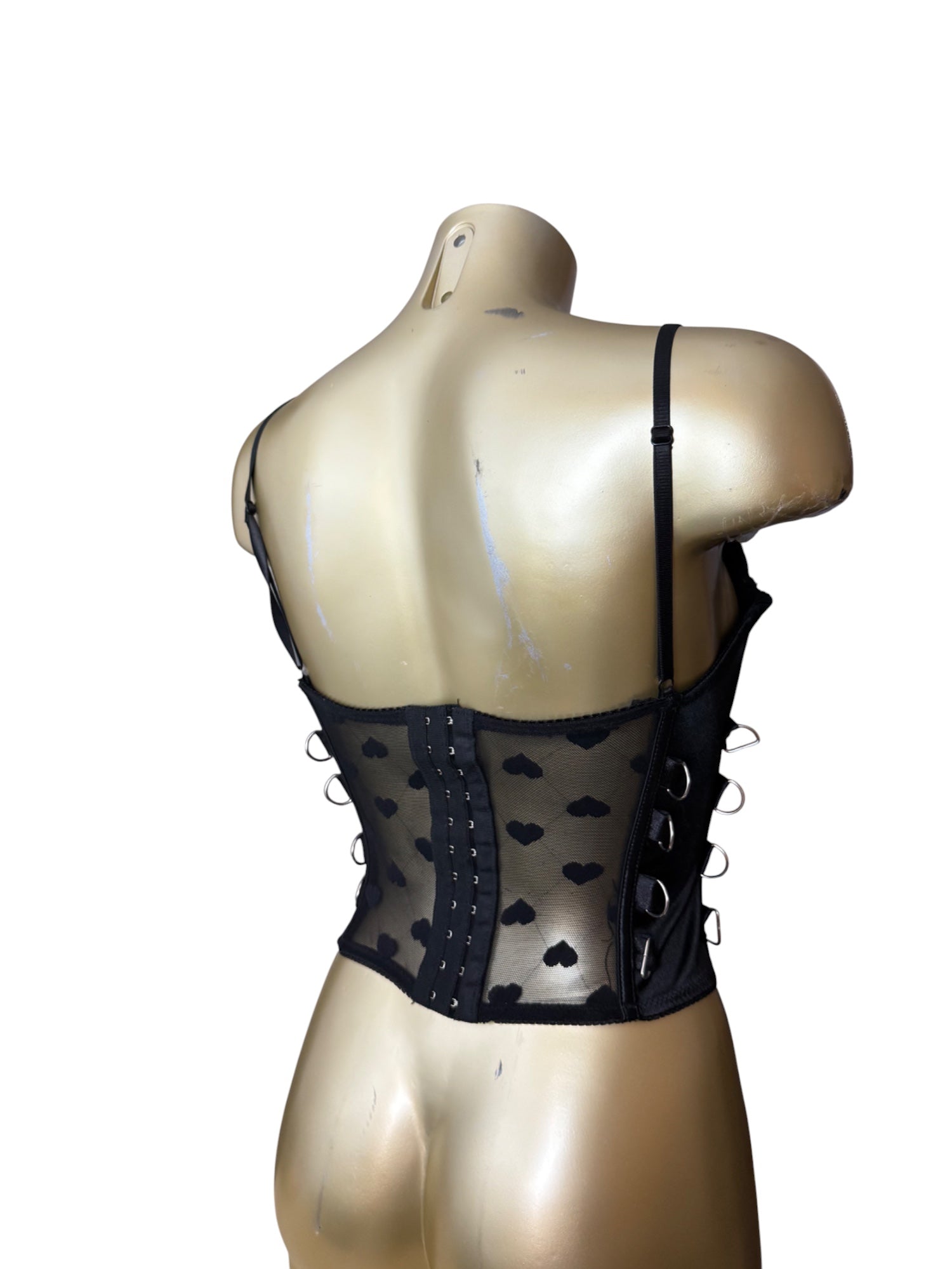 Black mesh embroidered corset top (S)