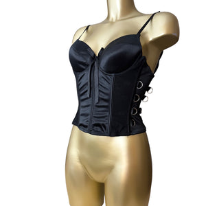 Black mesh embroidered corset top (S)