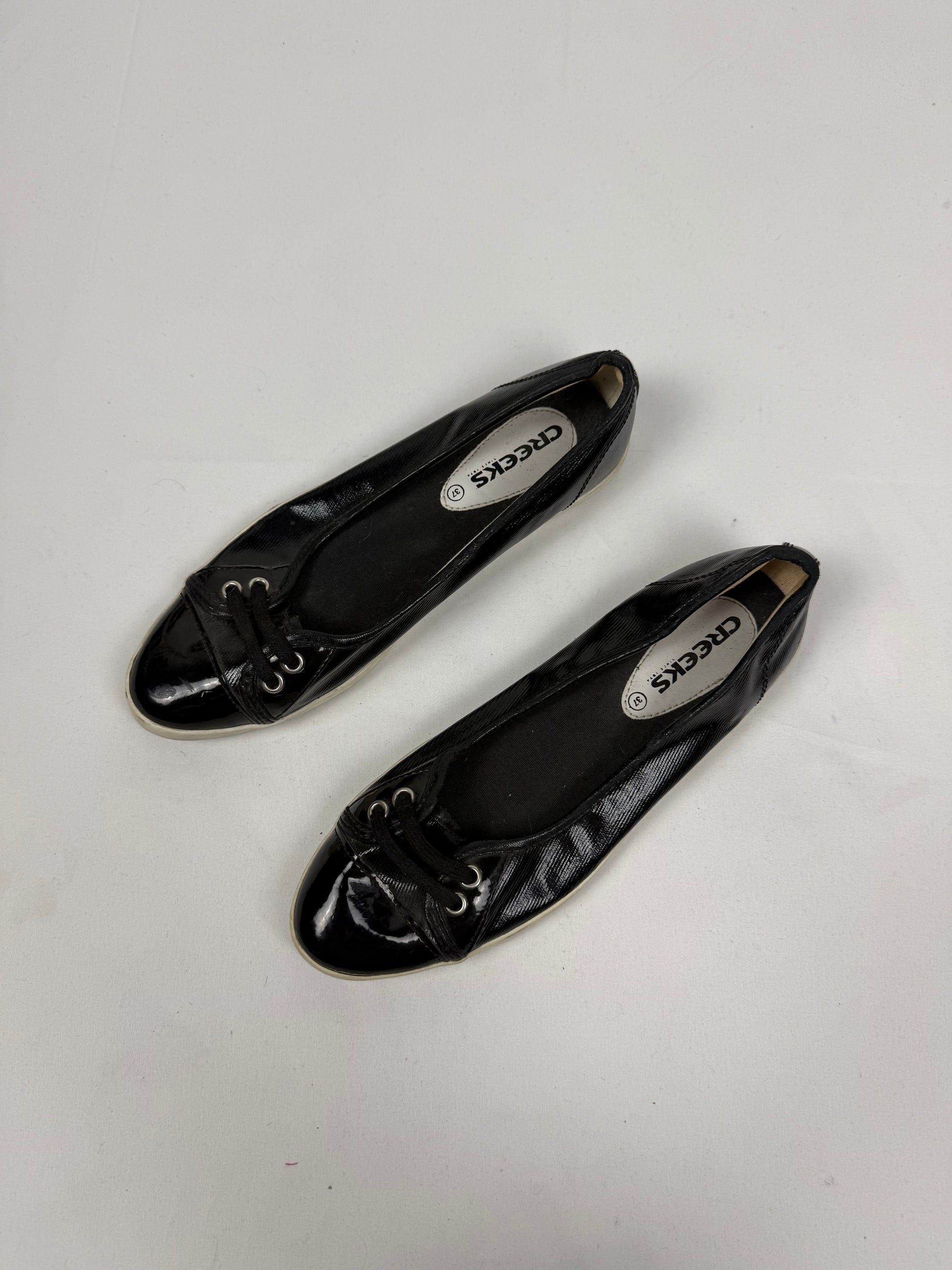 Black lace up ballet flats (37)