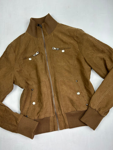 Brown suede zip up biker jacket (M/L)