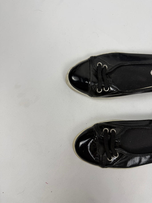 Black lace up ballet flats (37)