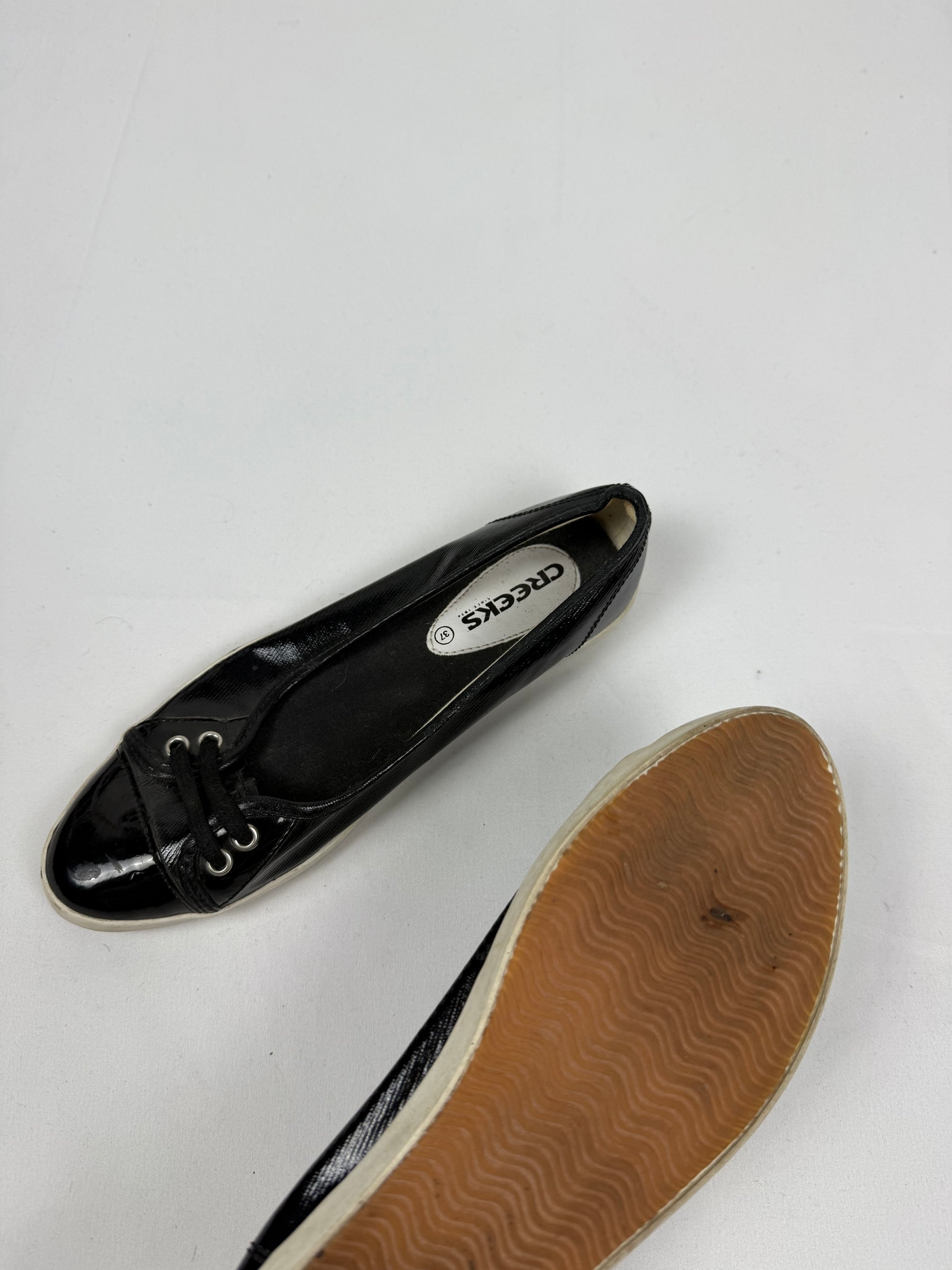 Black lace up ballet flats (37)