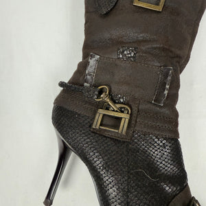 Brown knee high heels boots (38)