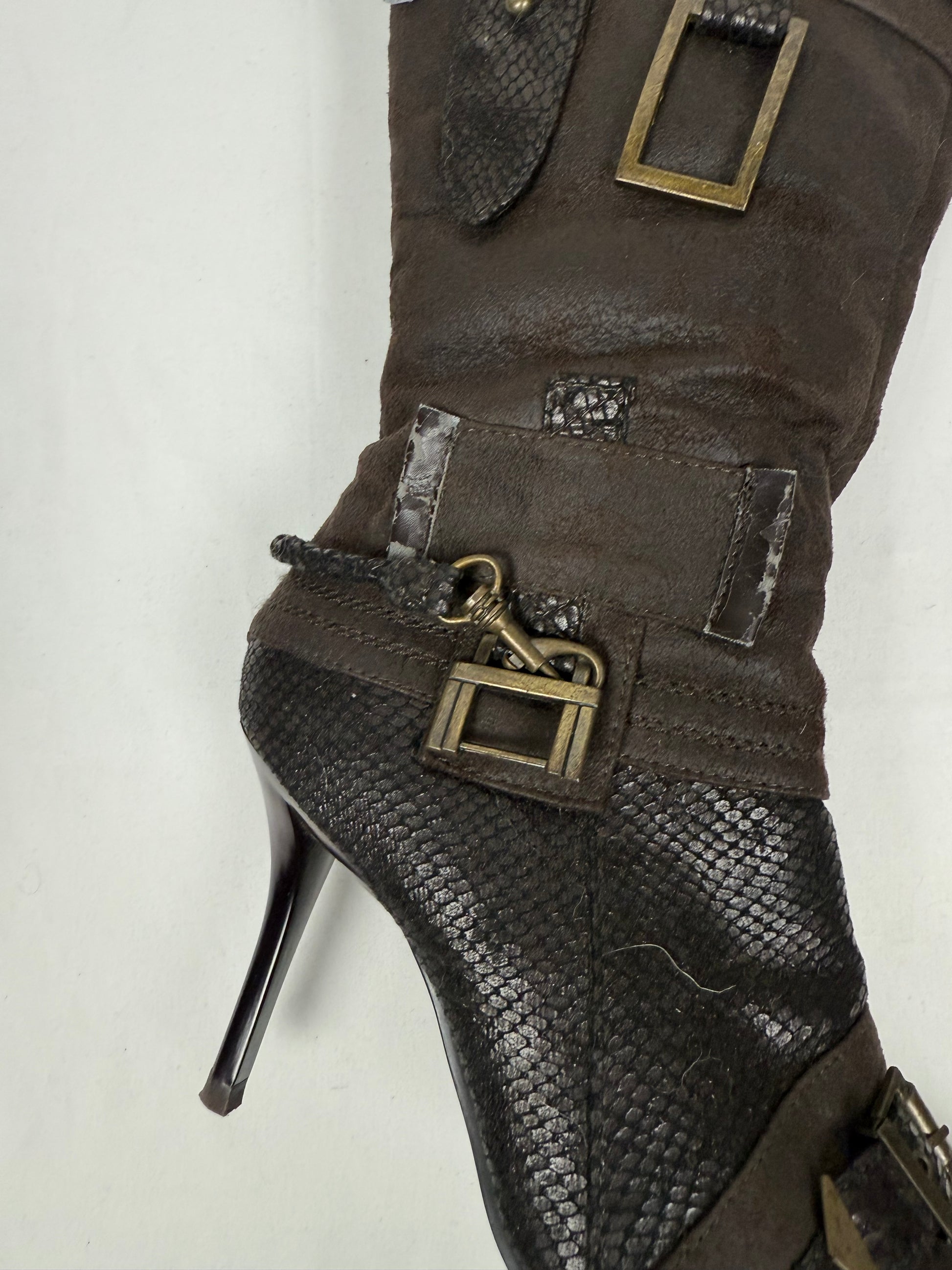 Brown knee high heels boots (38)