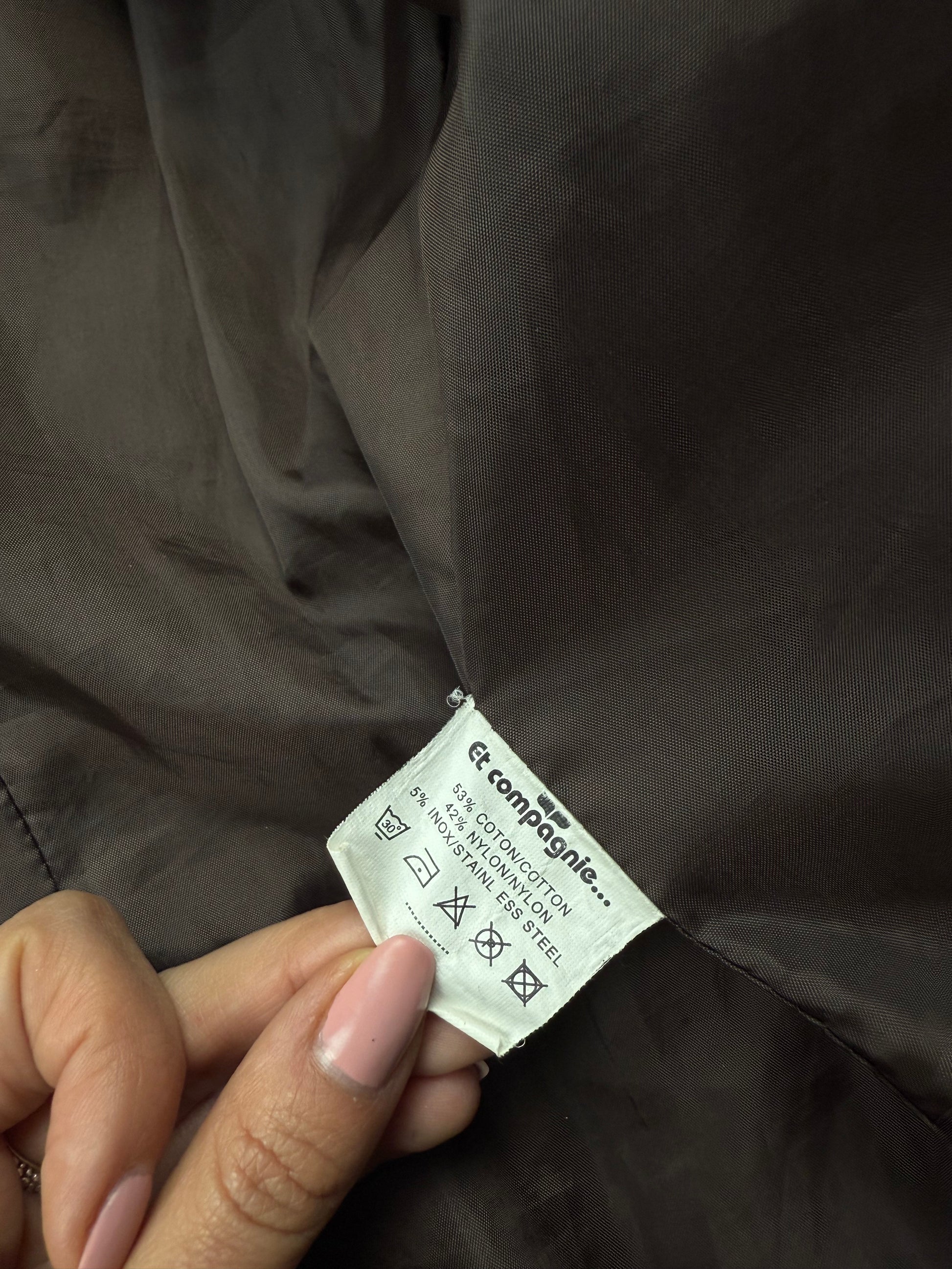 Khaki puffer winter zip up biker jacket (S/M)
