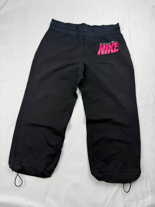 Black low rise capri cotton joggers pants (S)