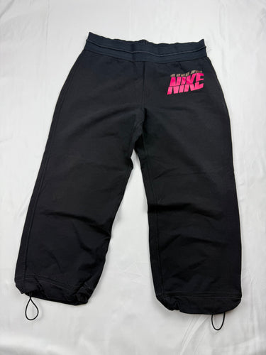 Black low rise capri cotton joggers pants (S)