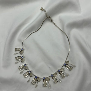 Silver pearls boho stainless steel necklace