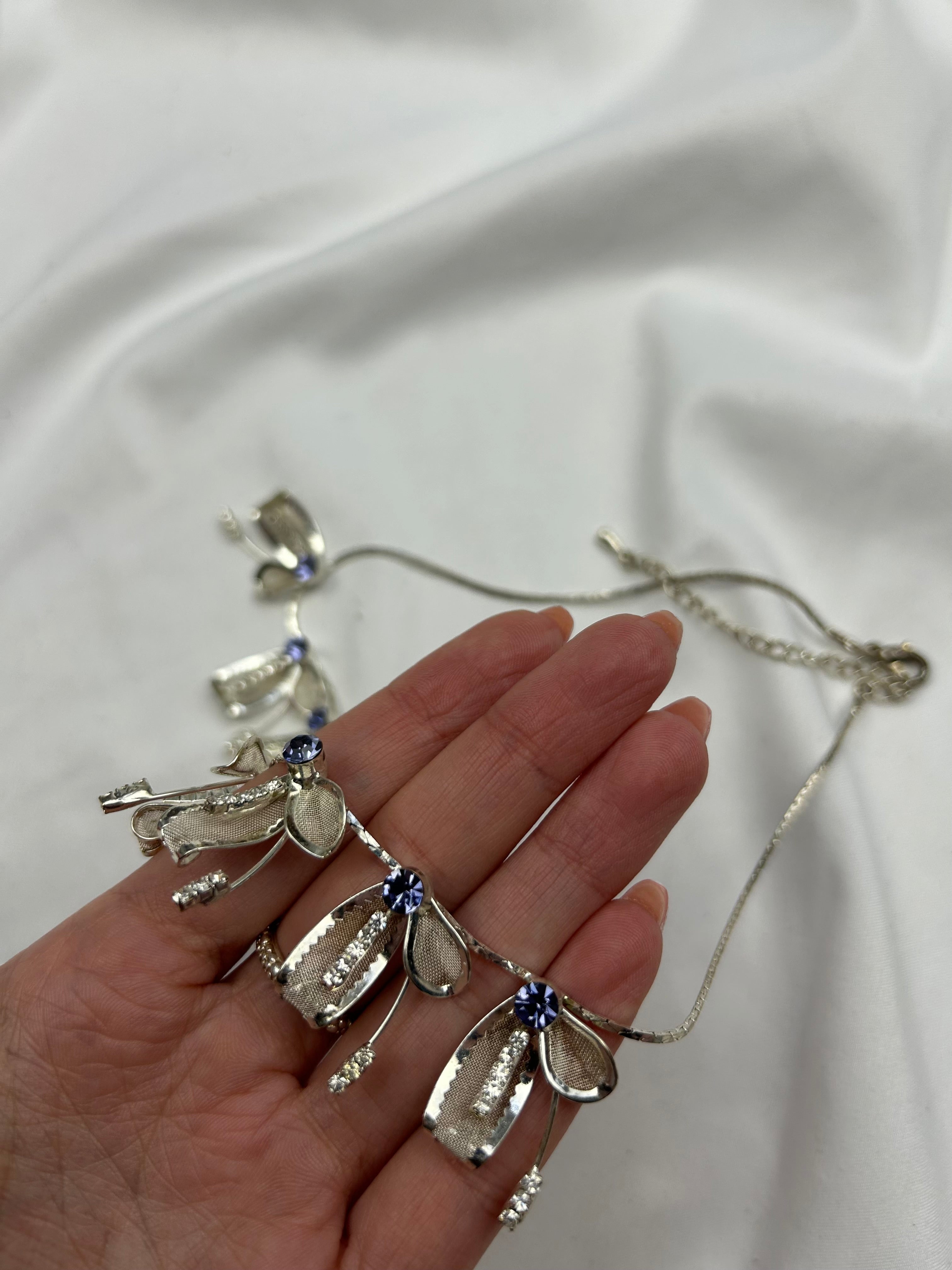 Silver pearls boho stainless steel necklace