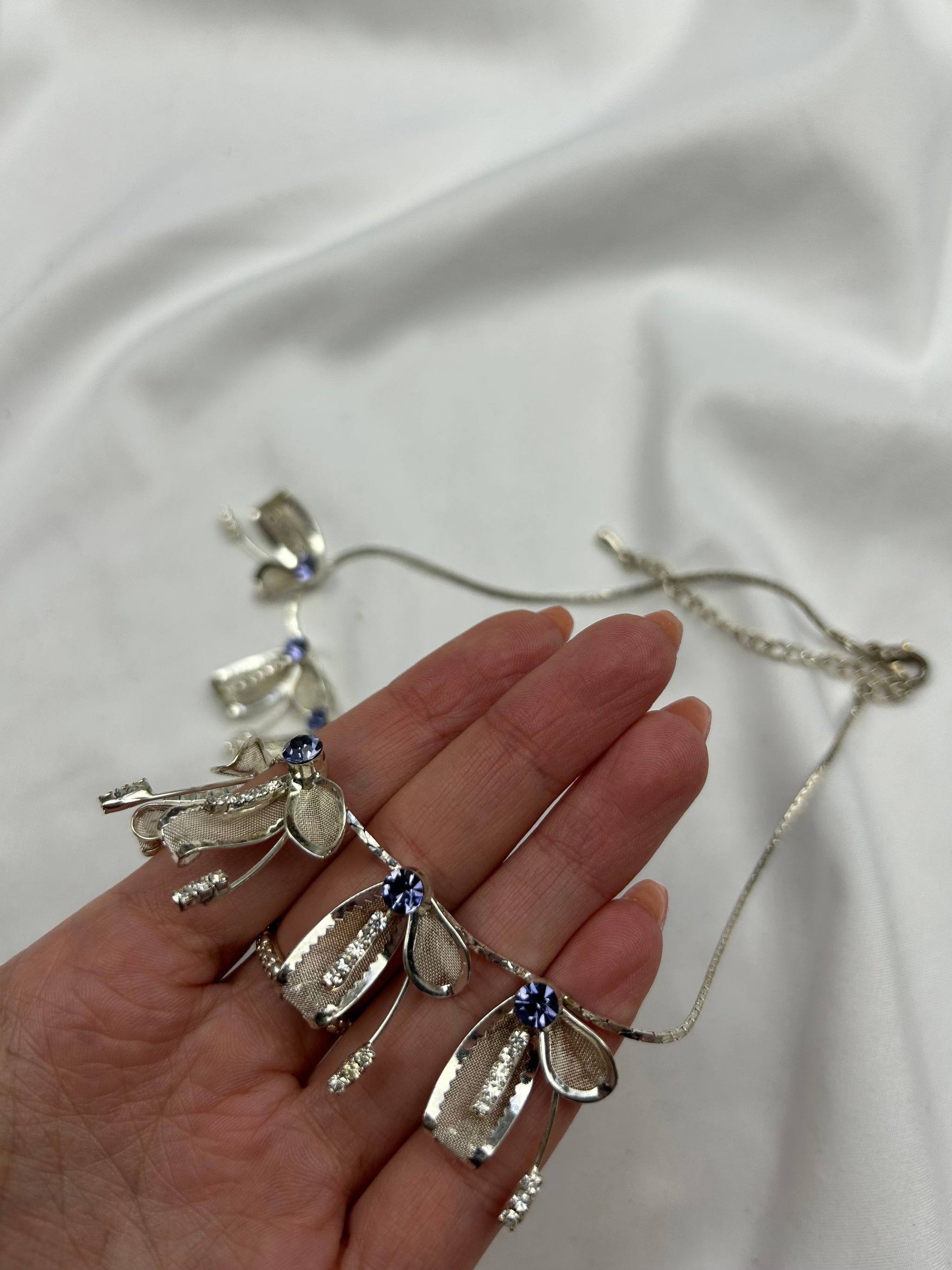 Silver pearls boho stainless steel necklace