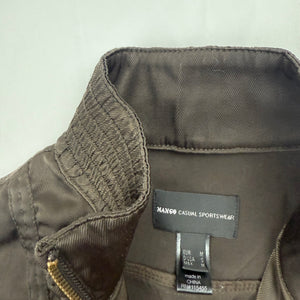 Khaki silky ruched zip up biker jacket (M)
