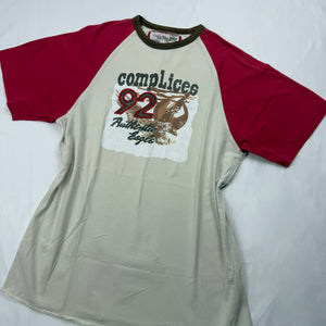 Cream red graphic logo cotton tee (S)