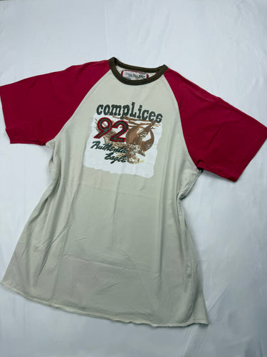 Cream red graphic logo cotton tee (S)